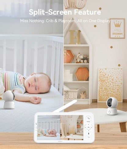 ARENTI Baby Monitor 2 Cameras, Smart Baby Camera with 5-Inch Wireless Display, Super Night Vision