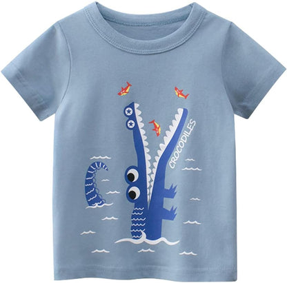 Boys' 4-Pack Excavator Short Sleeve Crewneck T-Shirts Top Tee Size 2-7 Years Toddler Boys' Value