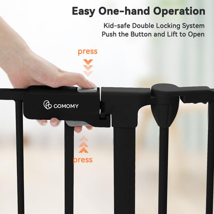 COMOMY 150" Extra Wide Baby Gate with Door, Dog Gates for The House Doorways Fireplace, Auto Close