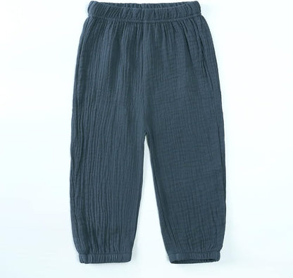 MYGBCPJS Baby Boys Girls Cotton Linen Trousers Kids Casual Ankle Pants Loose Long Bloomers