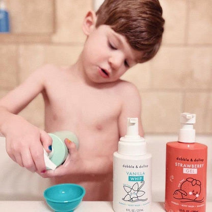 Dabble & Dollop Strawberry + Vanilla Body Wash & Shampoo – 3-in-1 Natural Bubble Bath for Kids