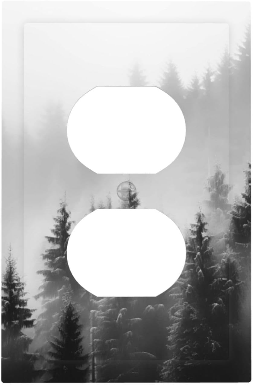 Foggy Forest Natural Scenery Retro Tree Pine Outlet Covers 1 Gang Duplex Light Switch Cover