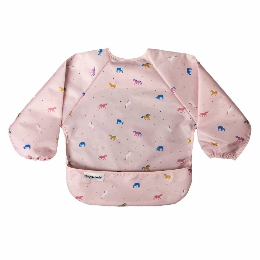 Tiny Twinkle Mess Proof Baby Bib,Waterproof Smock Baby Bib for Eating,Machine Washable Long Sleeve