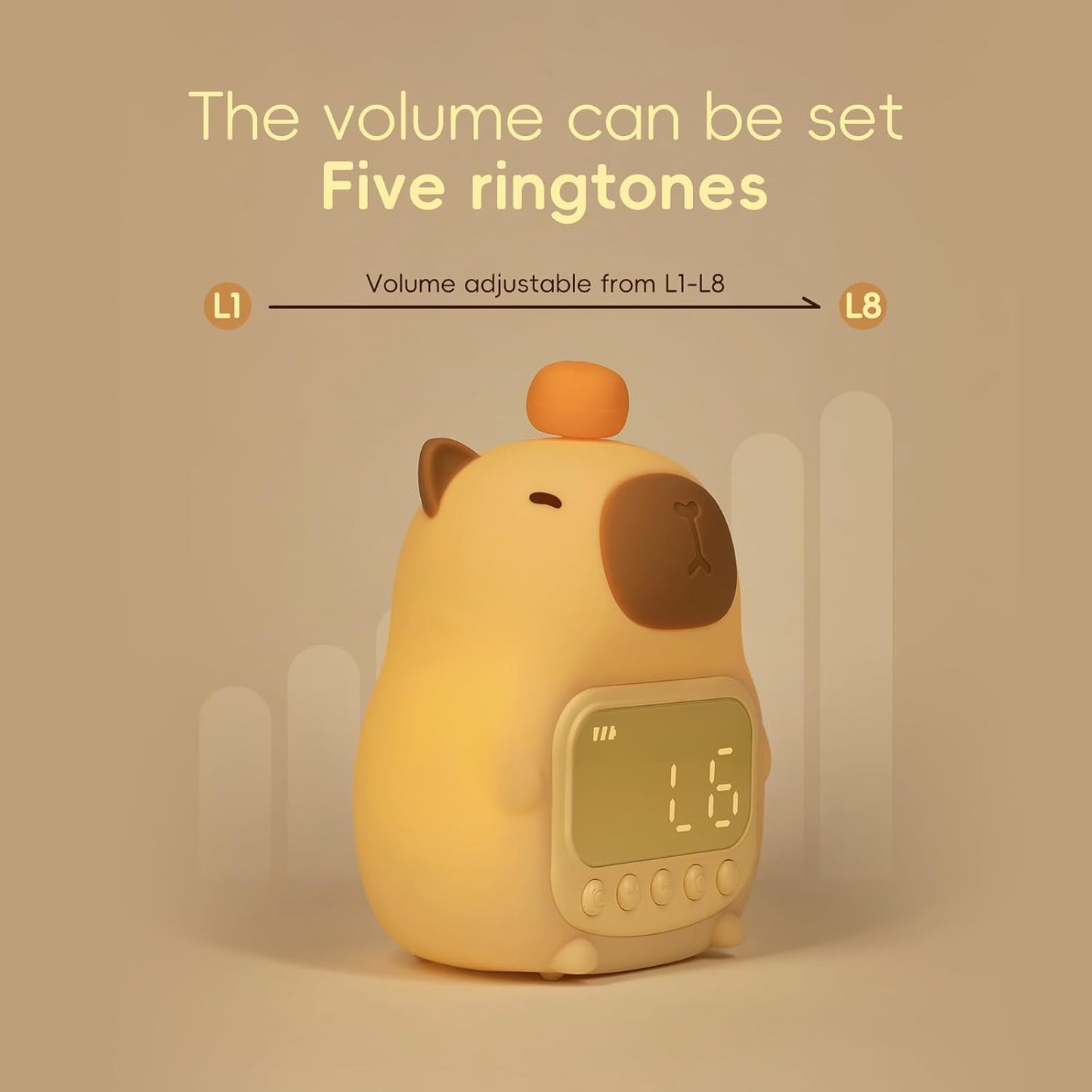 Capybara Alarm Clock with Night Light for Kids, Cute Toddler Alarm Clocks for Bedrooms Ok to Wake
