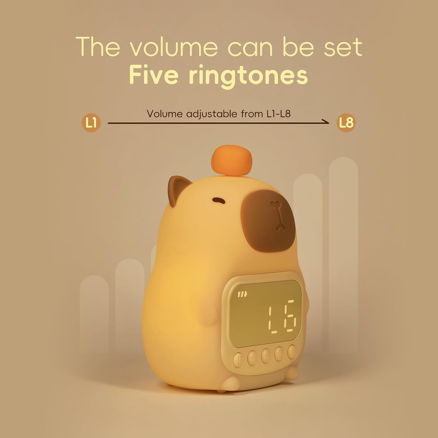 Capybara Alarm Clock with Night Light for Kids, Cute Toddler Alarm Clocks for Bedrooms Ok to Wake