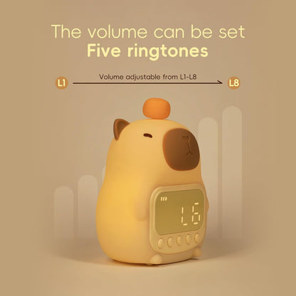 Capybara Alarm Clock with Night Light for Kids, Cute Toddler Alarm Clocks for Bedrooms Ok to Wake