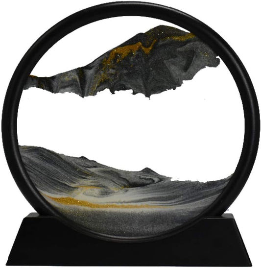 Aoderun Moving Sand Art Picture Round Glass 3D Deep Sea Sandscape in Motion Display Flowing Sand