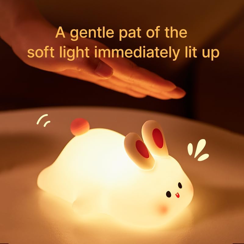 Squishy Bunny Night Light, Cute Easter Rabbit, Bunny Lamp, Led Big Face Rabbit Decor, Novelty