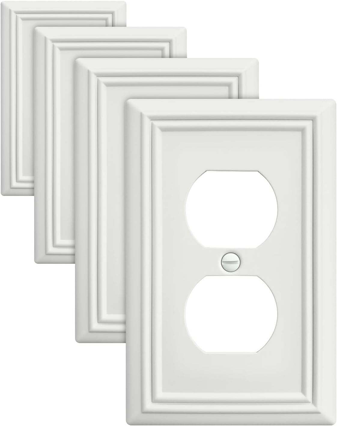 4-Pack Duplex Outlet Cover, Metal Wall Plate for Electrical Outlet, Light Switch, Decorative Off