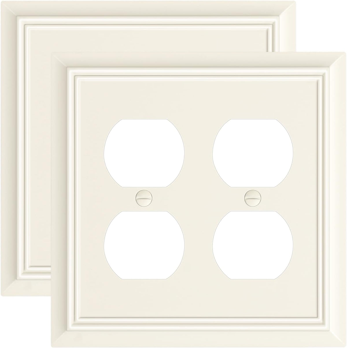 2-Pack Double Duplex Outlet Cover, Light Almond Decorative Switch Plates and Outlet Covers for