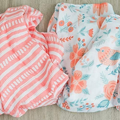 GRACED SOFT LUXURIES Muslin Swaddle 2 Pack Softest Floral Swaddle Blanket (Sunrise Bloom)