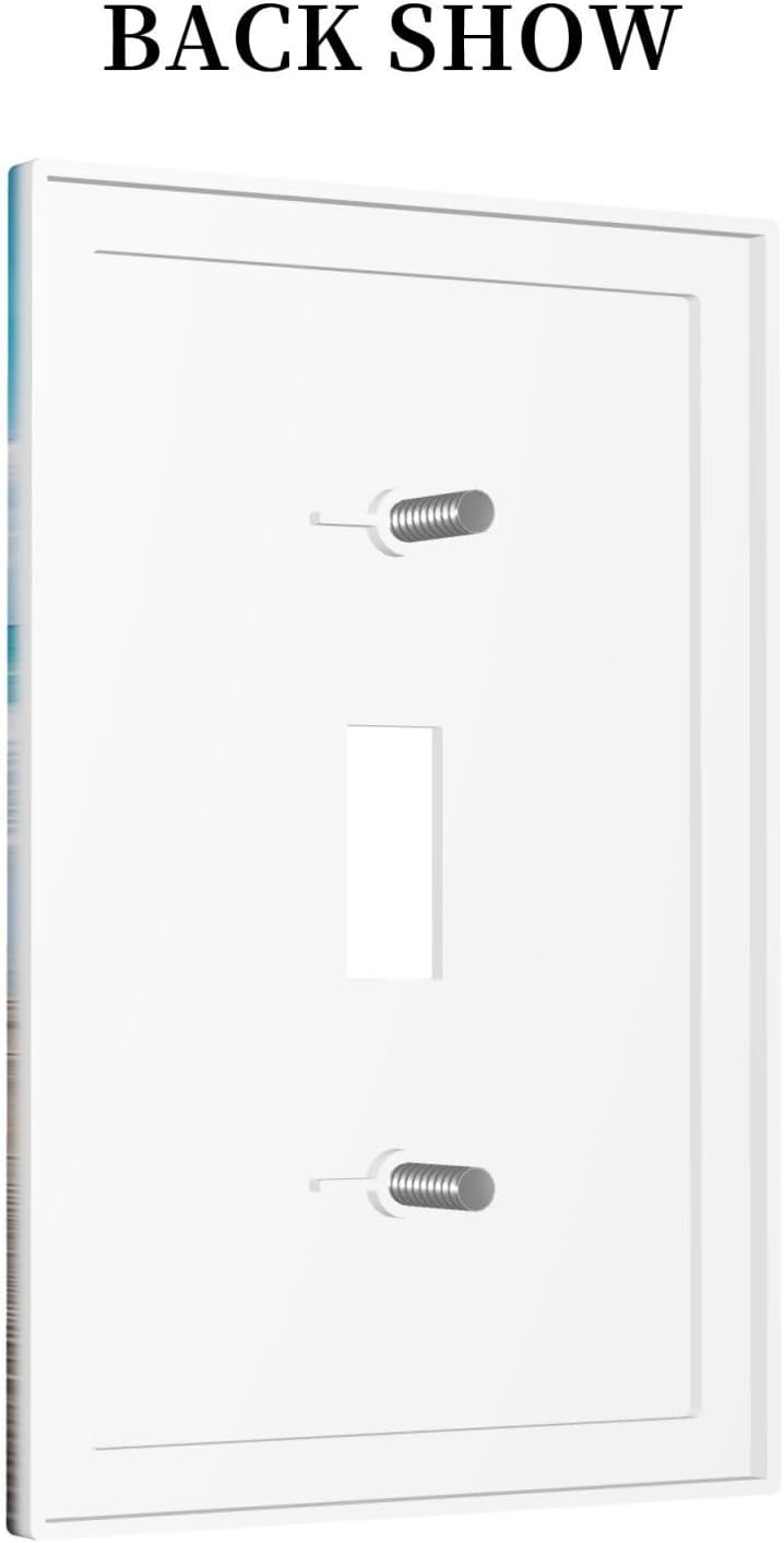 Decorative Light Switch Cover Beach Waves Brown Wood Starfish Shells 1 Gang Single Toggle Device