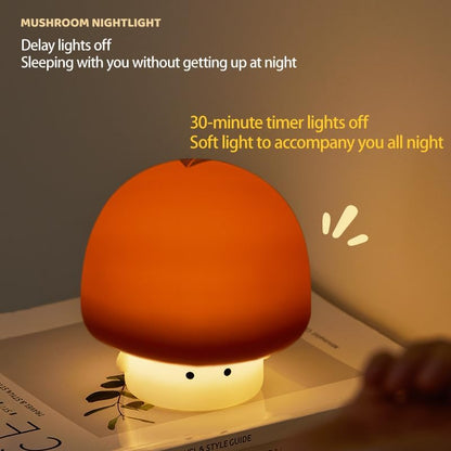 Cute Baby Night Light for Kids,Rechargeable Dimmable Silicone Nursery Toddler Mushroom