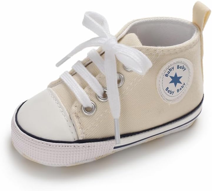 Unisex Baby Girls Boys Canvas High-top Shoes, Newborn Infant Anti-Slip Soft Sole Frist Walking