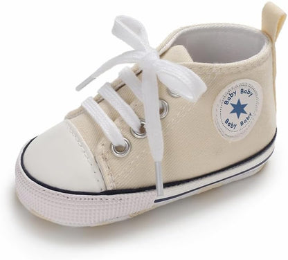 Unisex Baby Girls Boys Canvas High-top Shoes, Newborn Infant Anti-Slip Soft Sole Frist Walking