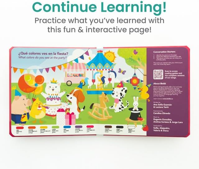 Binibi Spanish Musical Book Colors at The Birthday Party | Spanish Learning for Kids | Bilingual