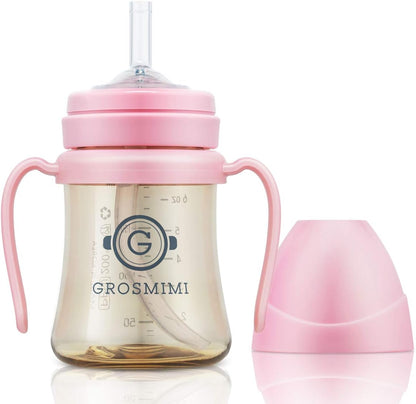 GROSMIMI Spill Proof no Spill Magic Sippy Cup with Straw with Handle for Baby and Toddlers