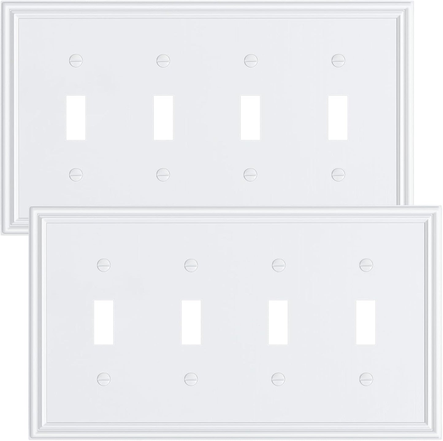 2-Pack Quad Toggle Light Switch Cover Plate, Durable Zinc Alloy Decorative Switch Plate Covers