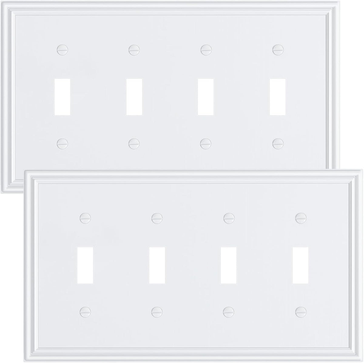 2-Pack Quad Toggle Light Switch Cover Plate, Durable Zinc Alloy Decorative Switch Plate Covers