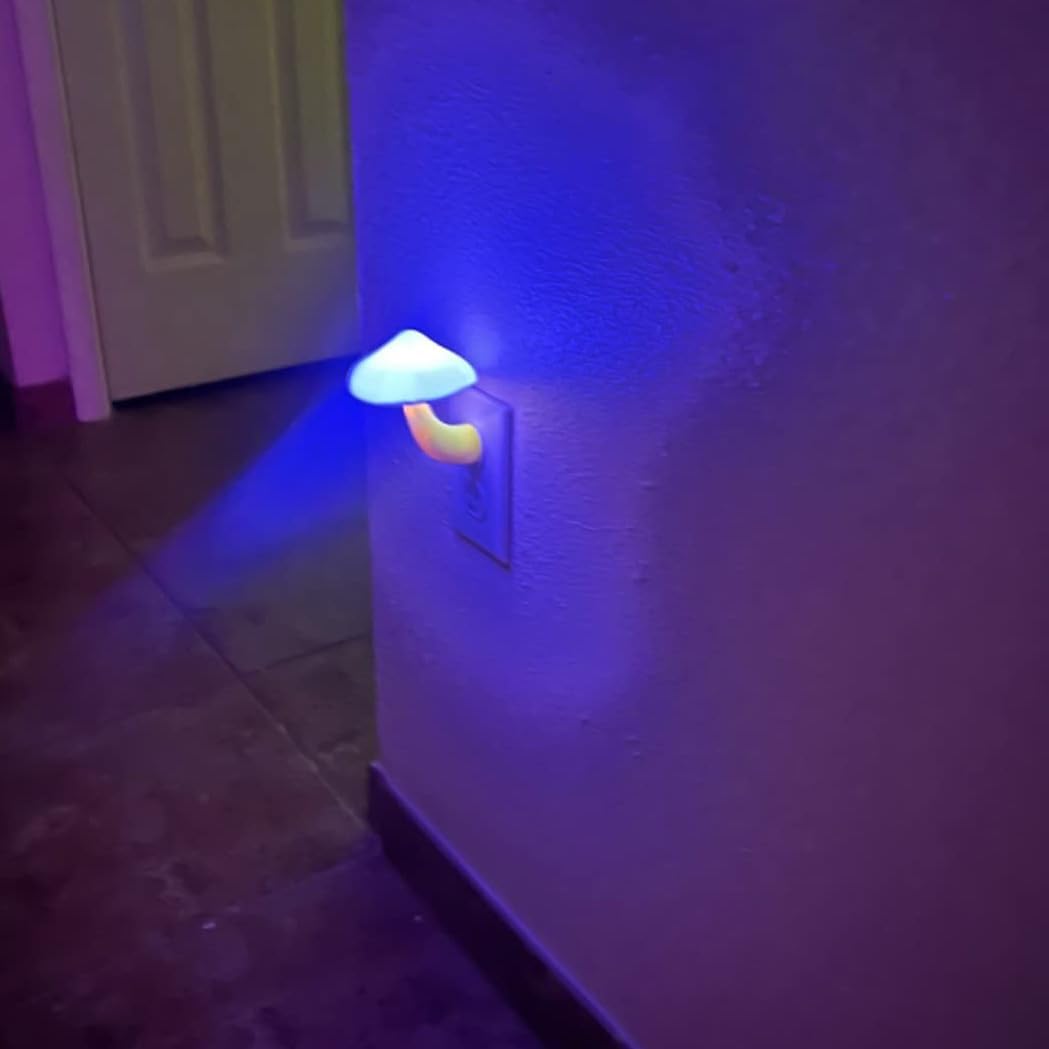 AUSAYE 5Pack LED Sensor Night Light Plug in Lamp Blue Cute Mushroom Night Lights for Adults Kids