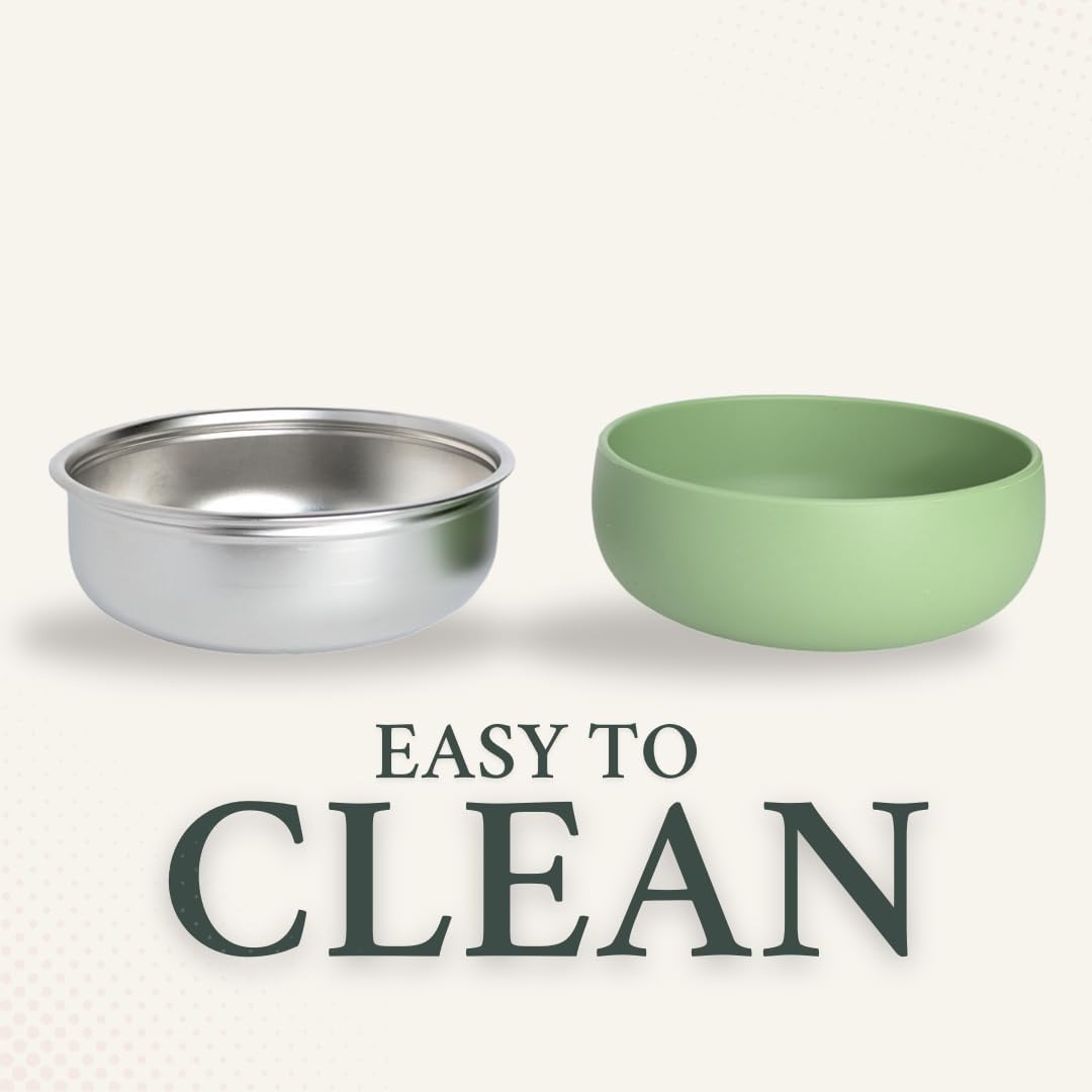 Monkey Proof™ Non-Toxic Stainless Steel Child Bowl 5” with Non-Slip Silicone Shell, (Set of 4