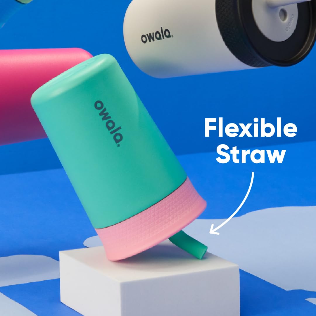 Owala Kids Insulation Stainless Steel Tumbler with Spill Resistant Flexible Straw, Easy to Clean