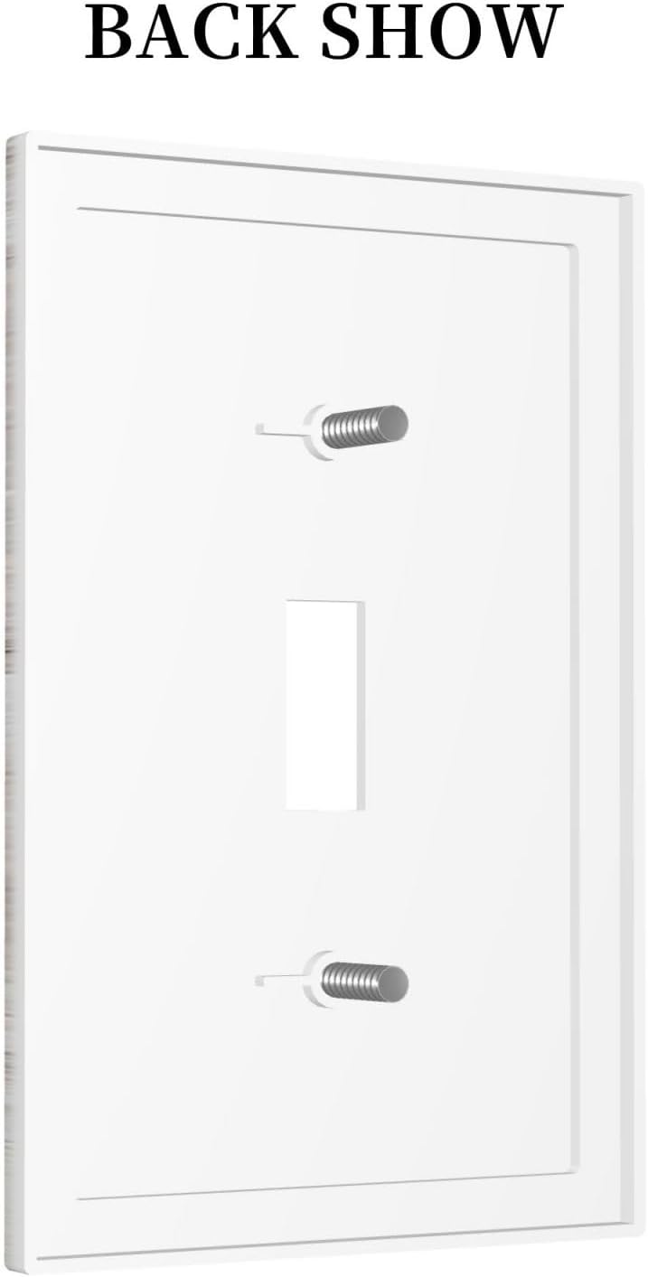 Decorative Light Switch Cover Rustic Vintage White Wood Grain 1 Gang Single Toggle Device