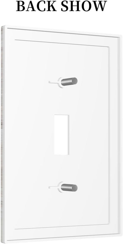 Decorative Light Switch Cover Rustic Vintage White Wood Grain 1 Gang Single Toggle Device