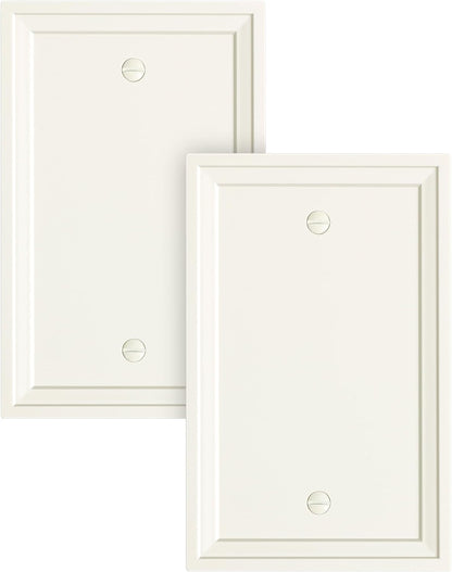 2-Pack Blank Outlet Cover Wall Plate, Natural Material Switch Plates Outlet Covers, Light Almond