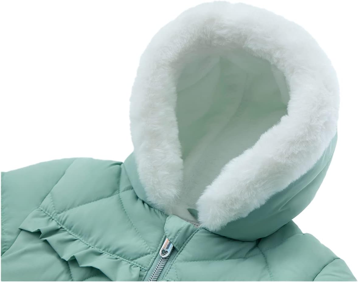 Rokka&Rolla Baby Girls' Water-Resistant Puffer Jacket Hooded Winter Coat with Soft Mini Fur Lining