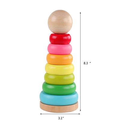 GEMEM Stacking Rings Toy Wooden Rainbow Stacker
