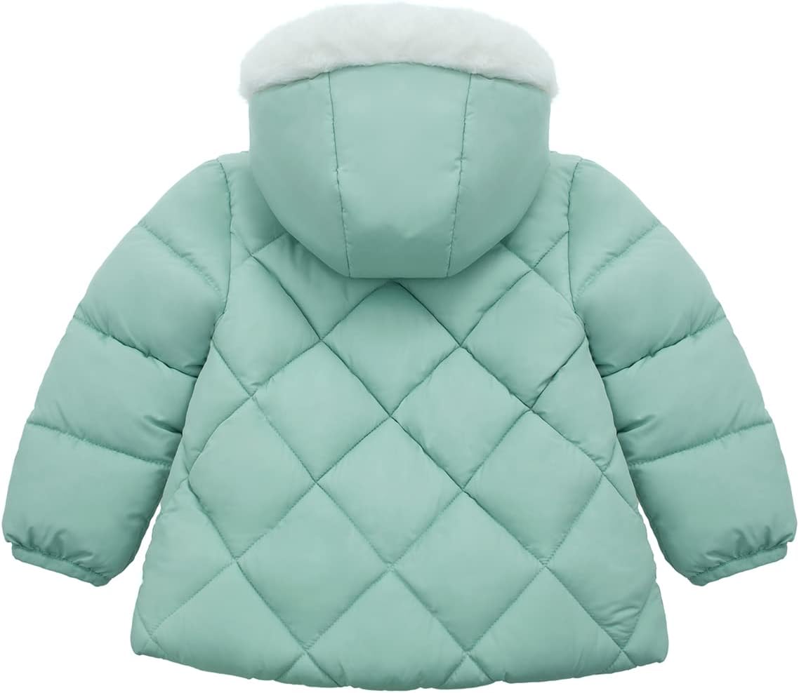 Rokka&Rolla Baby Girls' Water-Resistant Puffer Jacket Hooded Winter Coat with Soft Mini Fur Lining