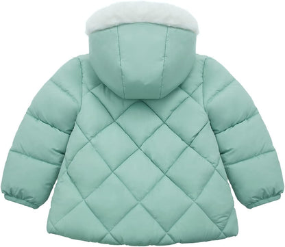 Rokka&Rolla Baby Girls' Water-Resistant Puffer Jacket Hooded Winter Coat with Soft Mini Fur Lining