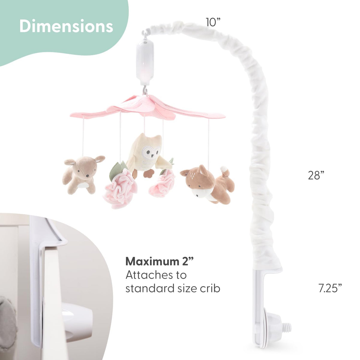 The Peanutshell Crib Mobile for Girls - Pink and White Musical Baby Crib Mobile with 12 Lullabies