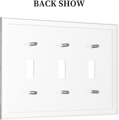 Decorative Switch Plates Farmhouse Rustic Grey Barn Door Wood 3 Gang Wall Plate Triple Toggle Light
