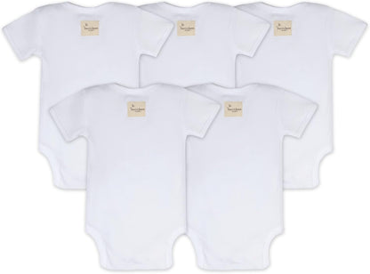 Burt's Bees Baby Unisex Organic Cotton Short and Long Sleeve Bodysuits, 5-Pack
