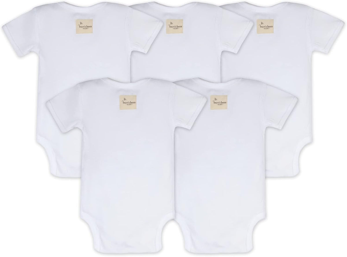 Burt's Bees Baby Unisex Organic Cotton Short and Long Sleeve Bodysuits, 5-Pack