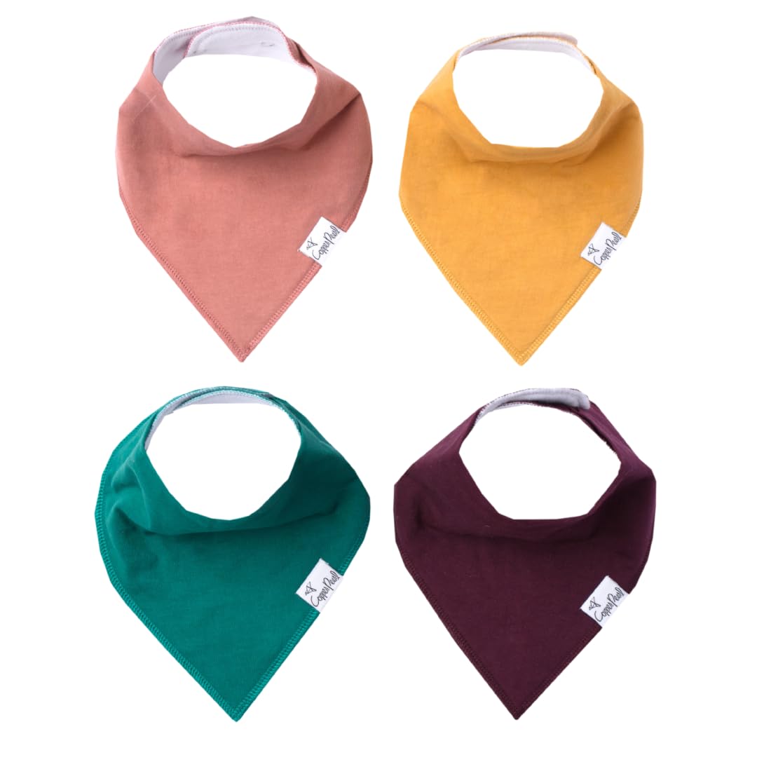 Copper Pearl 4 Pack Soft Cotton Baby Bibs for Drooling and Teething, Absorbent Drool Bibs for Baby