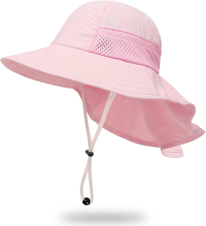 Toddler Baby Sun Hat Kids Summer UPF 50+ for Boys Girls Adjustable Beach Hats with Bucket Wide Brim