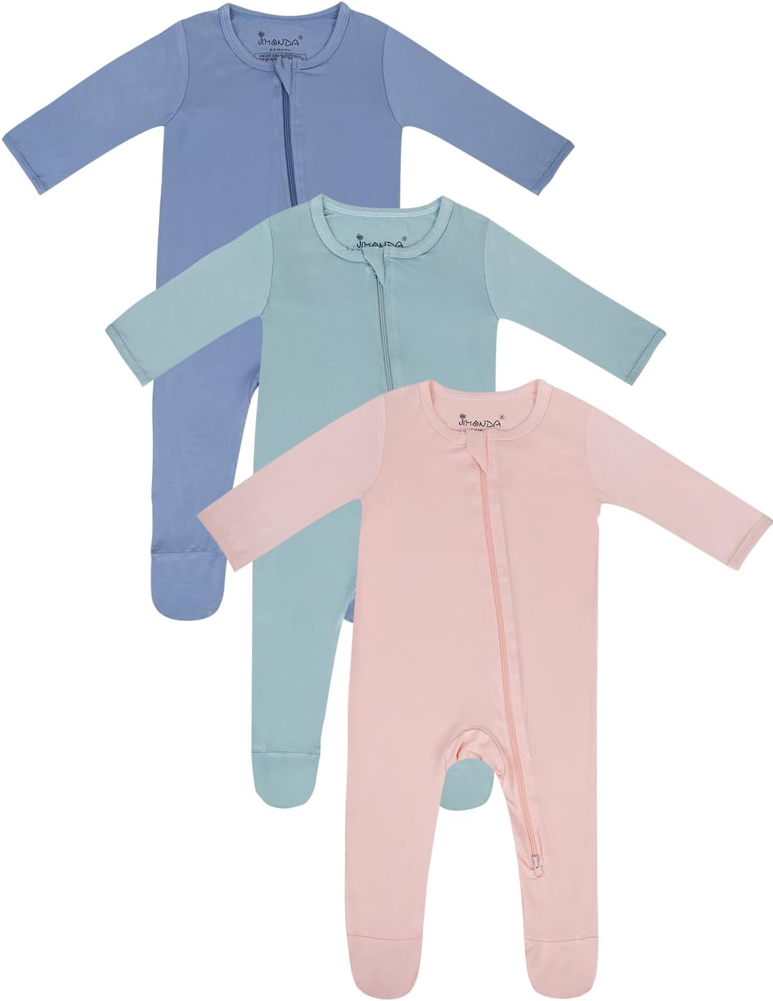 Jimonda Baby Romper Boys Girls Bamboo Pajamas 2-Way Zipper Footed Unisex Zip-Up Sleepers Sleep and