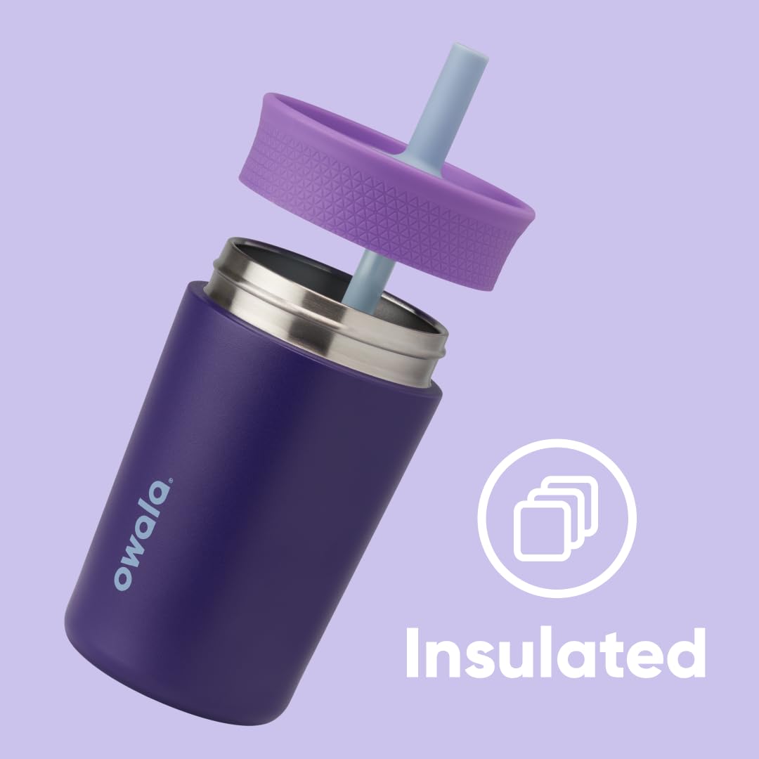 Owala Kids Insulation Stainless Steel Tumbler with Spill Resistant Flexible Straw, Easy to Clean