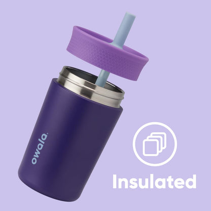 Owala Kids Insulation Stainless Steel Tumbler with Spill Resistant Flexible Straw, Easy to Clean