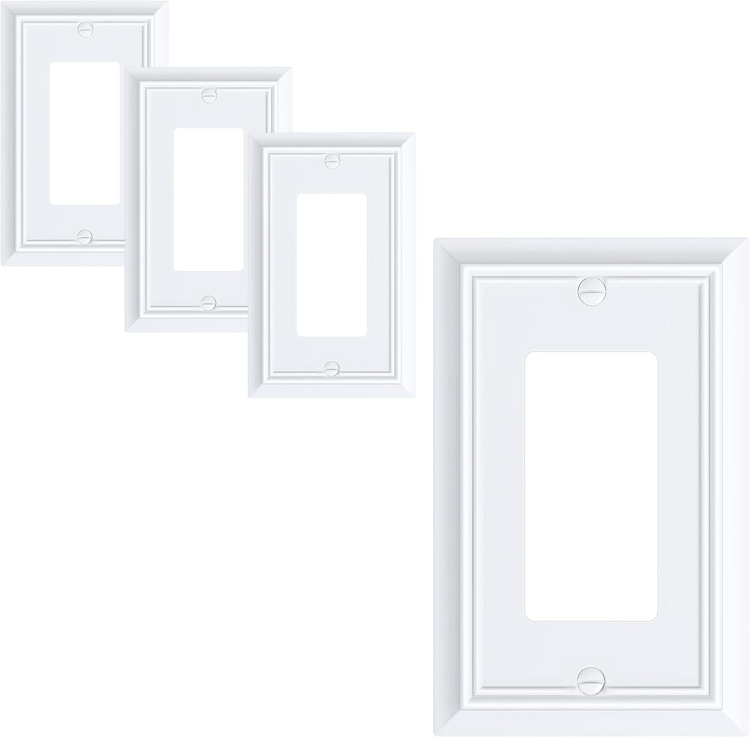 4-Pack Decorator Wall Plate Cover, Pure White Decorative Switch Plates and Outlet Covers, Durable