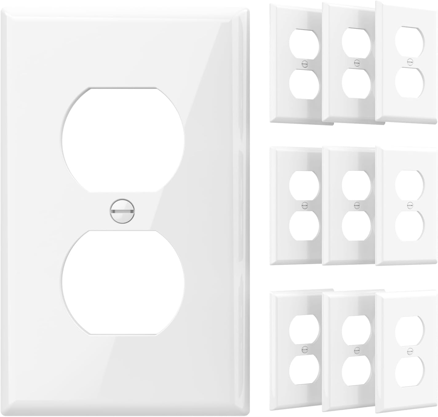 10-Pack Unbreakable 1-Gang Standard Size Duplex Receptacle Wall Plates – Durable Polycarbonate