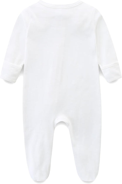 Baby Romper 100% Organic Cotton Pajamas One Piece Long Sleeve Zipper Footie Onesie for 0~12M Baby