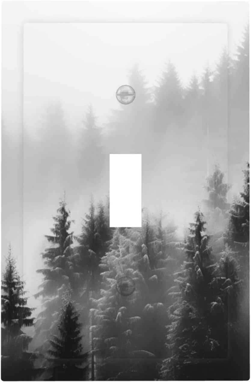 Foggy Forest Natural Scenery Retro Tree Pine Decorative Light Switch Cover 1 Gang Single Toggle