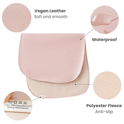 Konssy 2 Pack Faux Leather Baby Changing Mat 30"x17", Foldable and Wipeable Portable Changing Pad