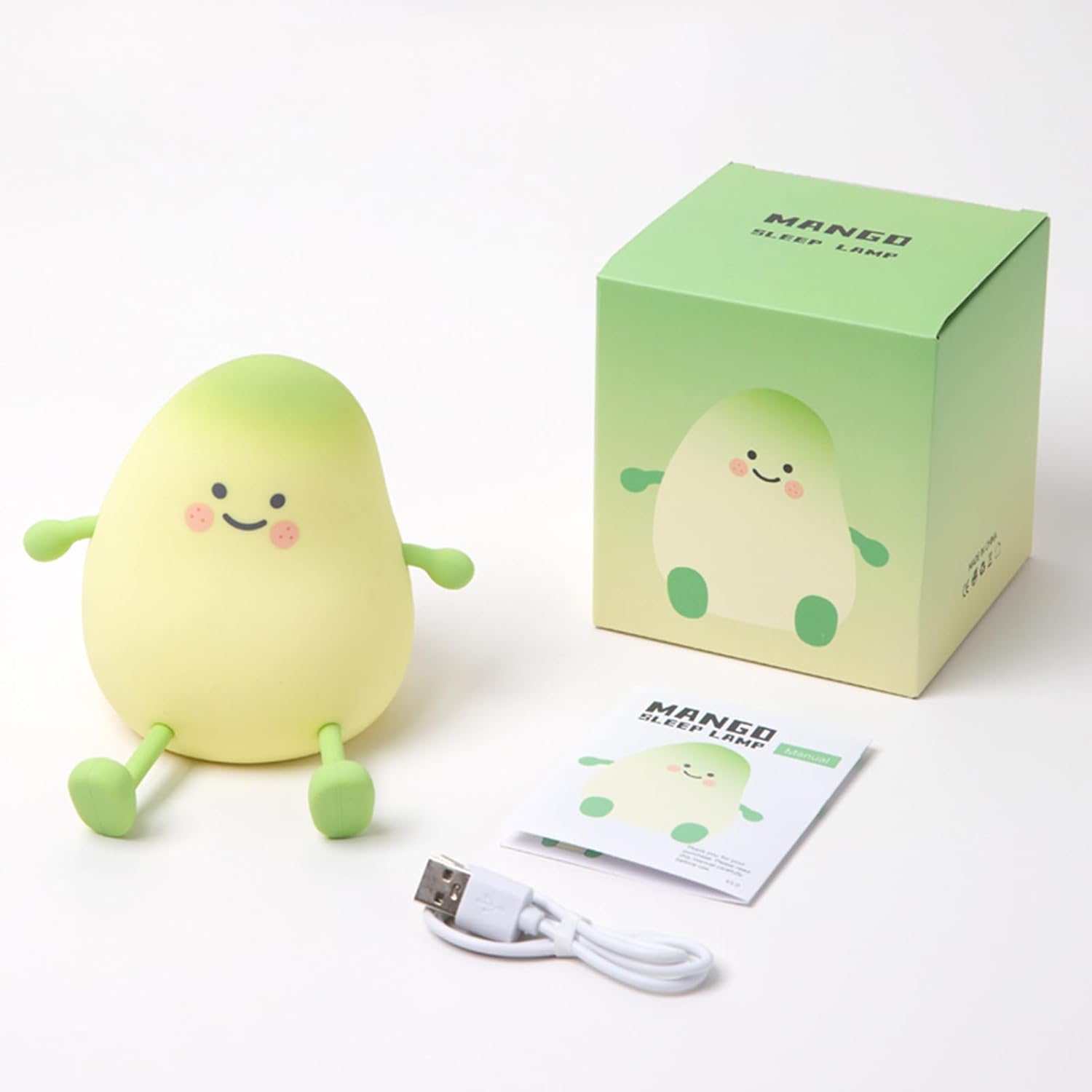 Cute Night Light for Kids, Mango Sleep Lamp Warm Light Bedroom Decor Kids Night Light, Silicone