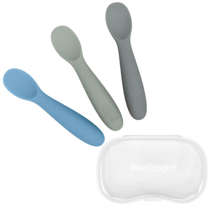 WeeSprout Baby Spoons for Self Feeding 6 Months +, Soft & Durable Silicone Utensils for Sensitive