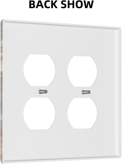 Brown Marble Granite Golden Lines Print Outlet Covers 2 Gang Double Duplex Decorative Light Switch